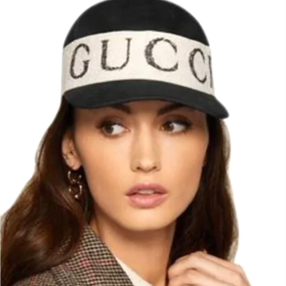 Gucci #492545 Gabardina Black Canvas Baseball Cap, Size L